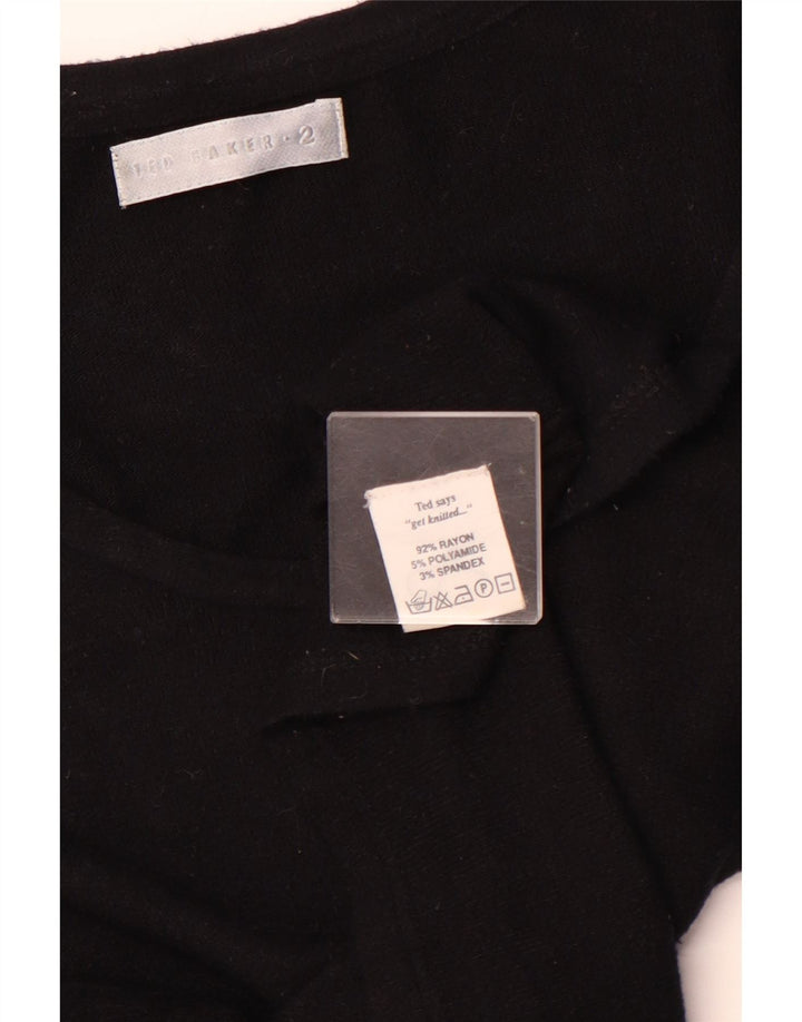 TED BAKER Γυναικείο Μπλουζάκι 3/4 Μανίκι Μέγεθος 2 Small Black Rayon