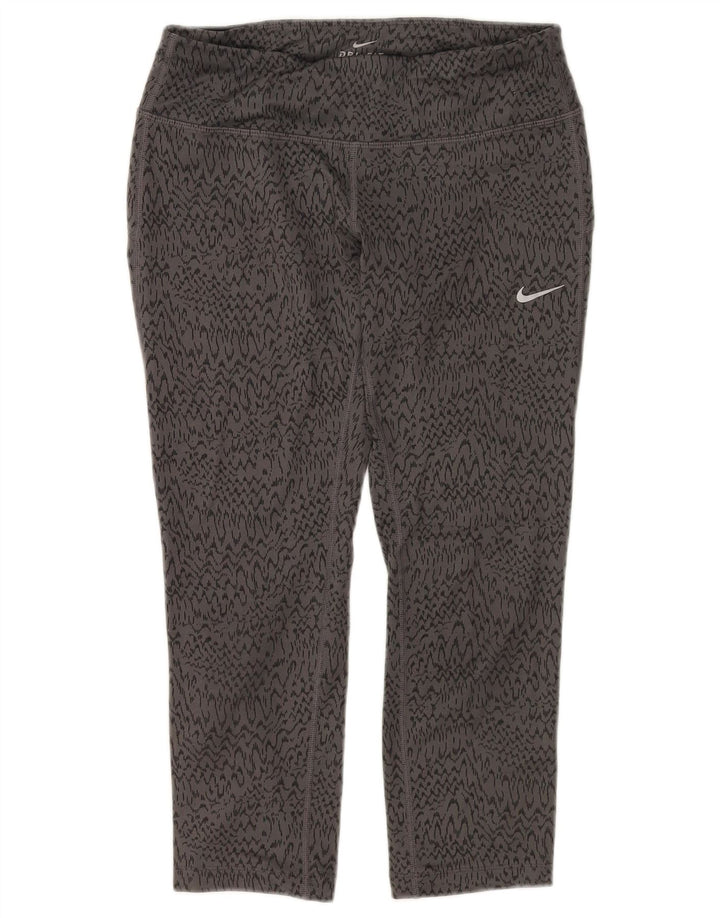 NIKE Γυναικεία Dri Fit Κάπρι κολάν UK 8 Small Grey Animal Print Polyester