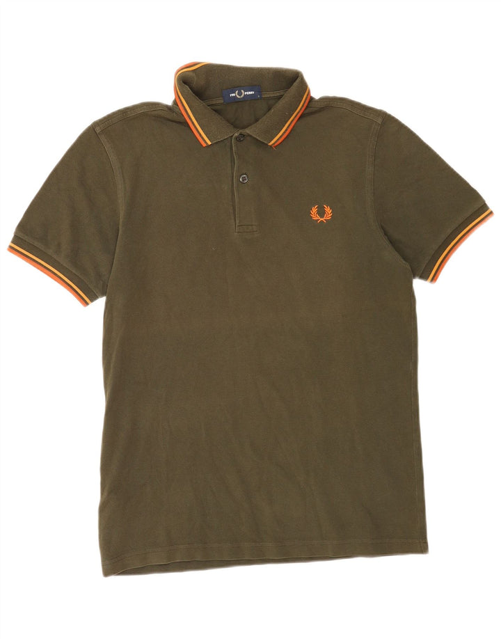 Fred Perry Ανδρικό Πόλο Μπλουζάκι Μικρό Χακί Βαμβακερό