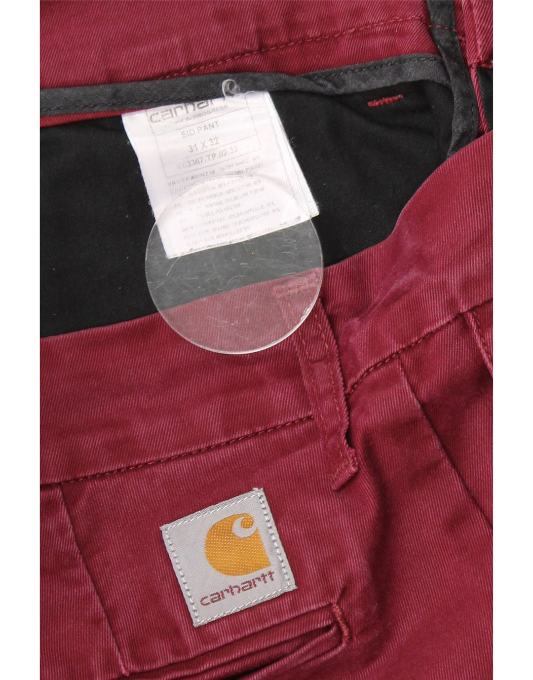CARHARTT Γυναικείο λεπτό παντελόνι Chino W31 L30 Βαμβακερό μπορντό