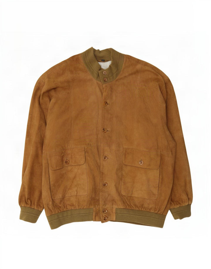 Barisal Ανδρικό Suede Bomber Jacket IT 58 4XL Beige Leather