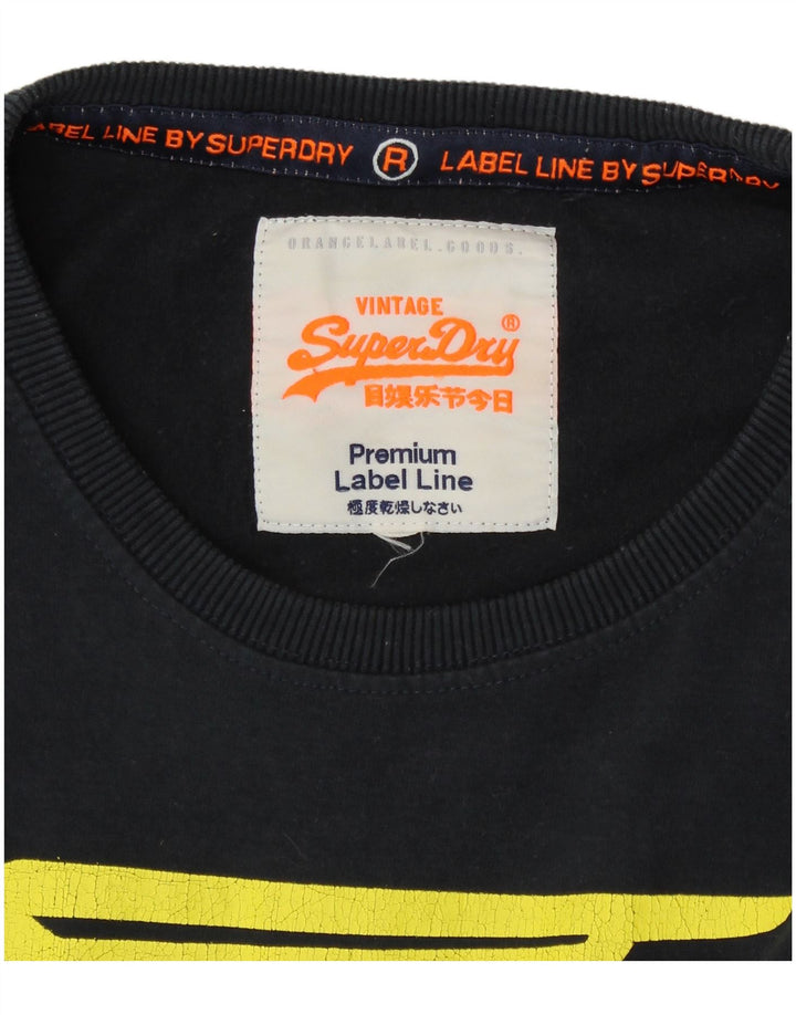 Ανδρικό γραφικό μπλουζάκι SUPERDRY Τοπ μεσαίο μπλε ναυτικό βαμβακερό