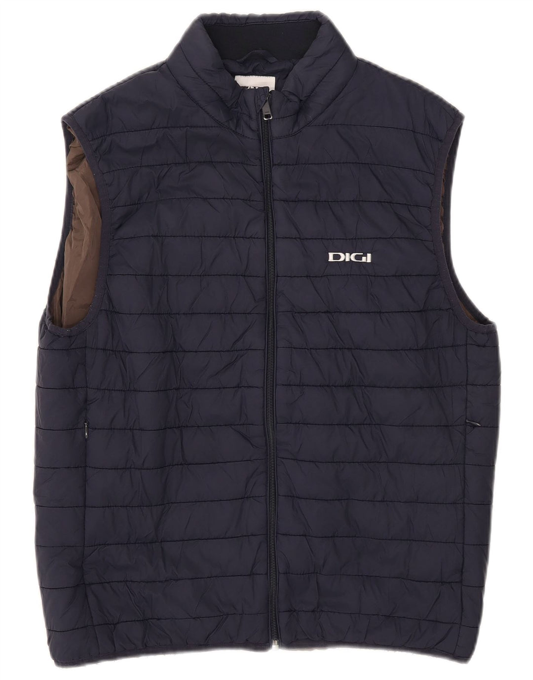 Zara Ανδρικό padded Gilet UK 40 Large Navy Blue Polyester