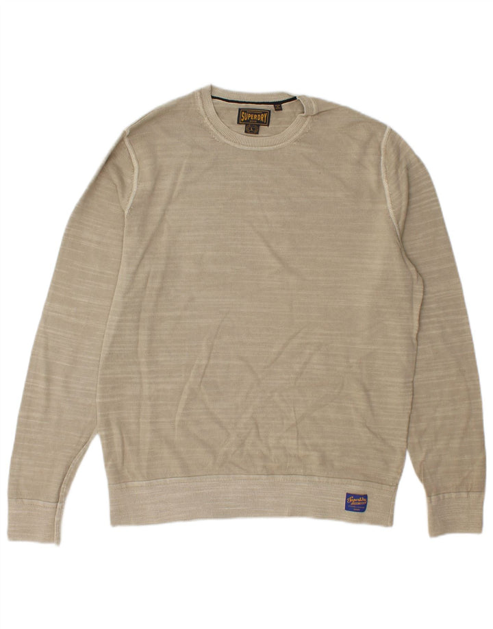 Ανδρικό φούτερ Superdry Jumper Μεγάλο Μπεζ ριγέ βαμβακερό