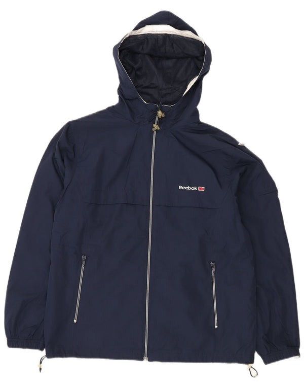 Reebok Γυναικείο μπουφάν βροχής με κουκούλα UK 12 Medium Navy Blue Polyester