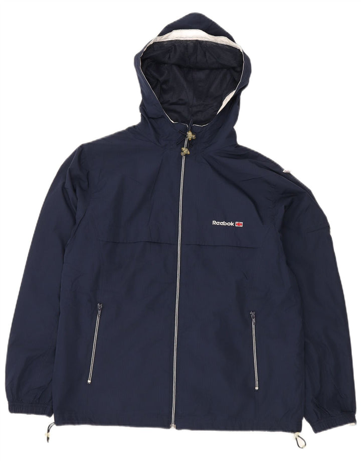 Reebok Γυναικείο μπουφάν βροχής με κουκούλα UK 12 Medium Navy Blue Polyester