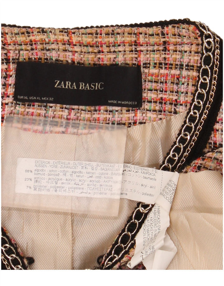 Zara Γυναικείο σακάκι UK 18 XL Pink Check Cotton