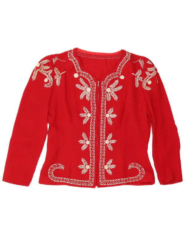 Vintage γυναικεία ζακέτα UK 14 Medium Red Floral