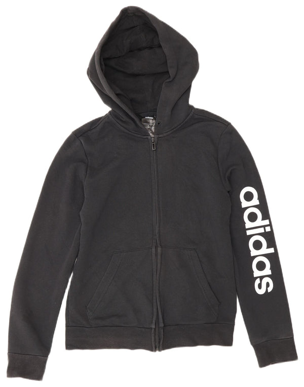 Γυναικείο πουλόβερ με κουκούλα με φερμουάρ Adidas UK 10 Small Black Cotton Sports