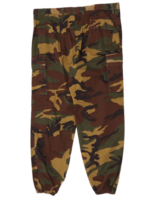Vintage Mens Joggers Cargo Trousers EU 54 2XL W40 L30 Khaki Camouflage Army