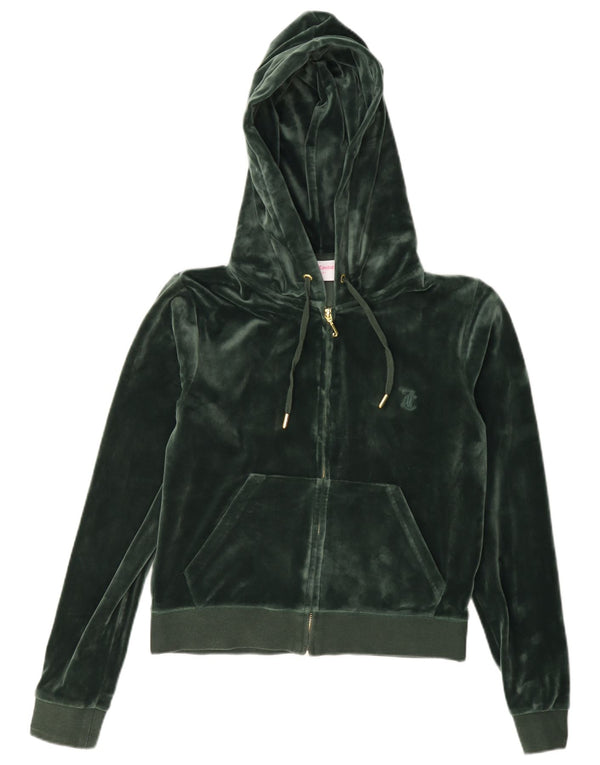 Juicy Couture Γυναικείο πουλόβερ με κουκούλα με φερμουάρ Crop UK 14 Medium Green