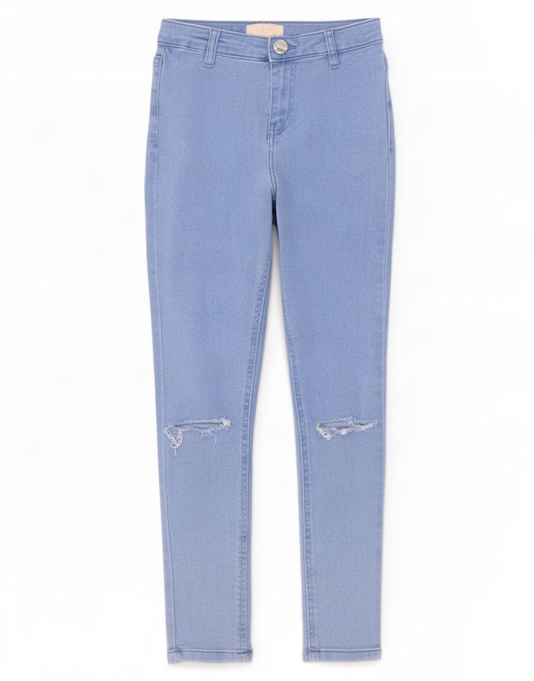 Lipsy Girls Distressed Skinny Jeans 10-11 ετών W24 L24 Blue Cotton