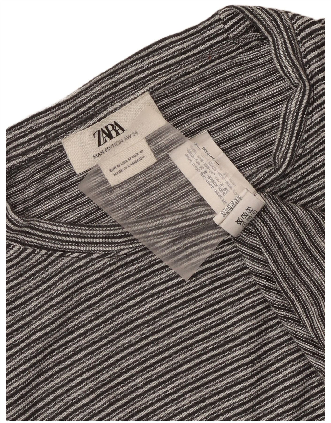 Ανδρικό T-Shirt Zara Τοπ μεσαίου γκρι ριγέ κάνναβης