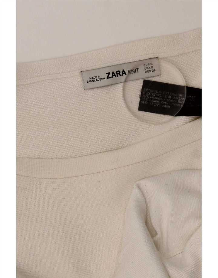 Zara Γυναικείο τοπ μακρυμάνικο UK 10 Small White Viscose