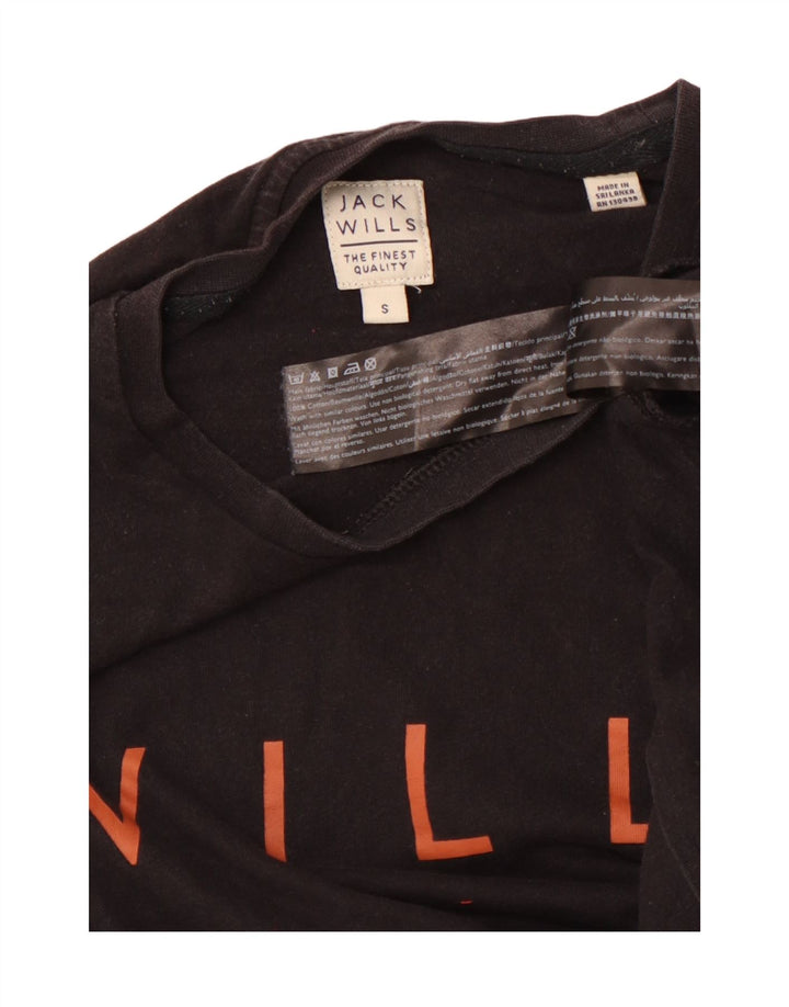 JACK WILLS Ανδρικό γραφικό T-Shirt Top Μικρό μαύρο βαμβακερό