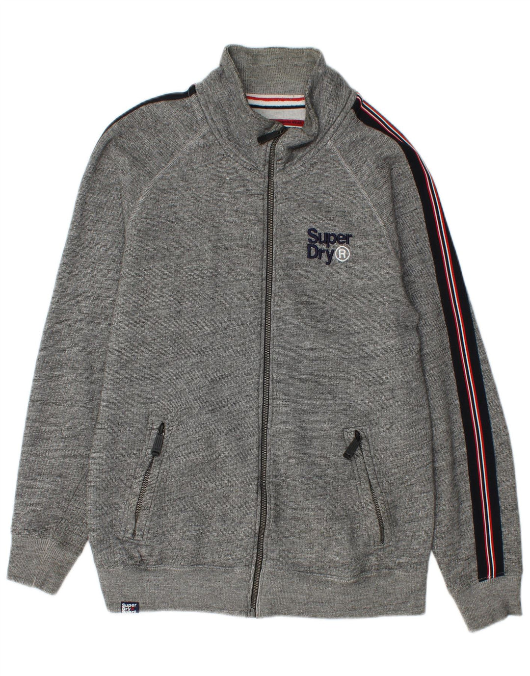 Ανδρική αθλητική φόρμα SUPERDRY Μπουφάν μεσαίου γκρι χρώματος βαμβακερό