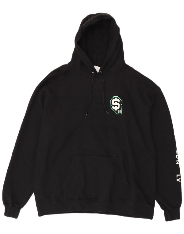 Champion Mens Graphic Hoodie Jumper 2XL Μαύρο βαμβακερό