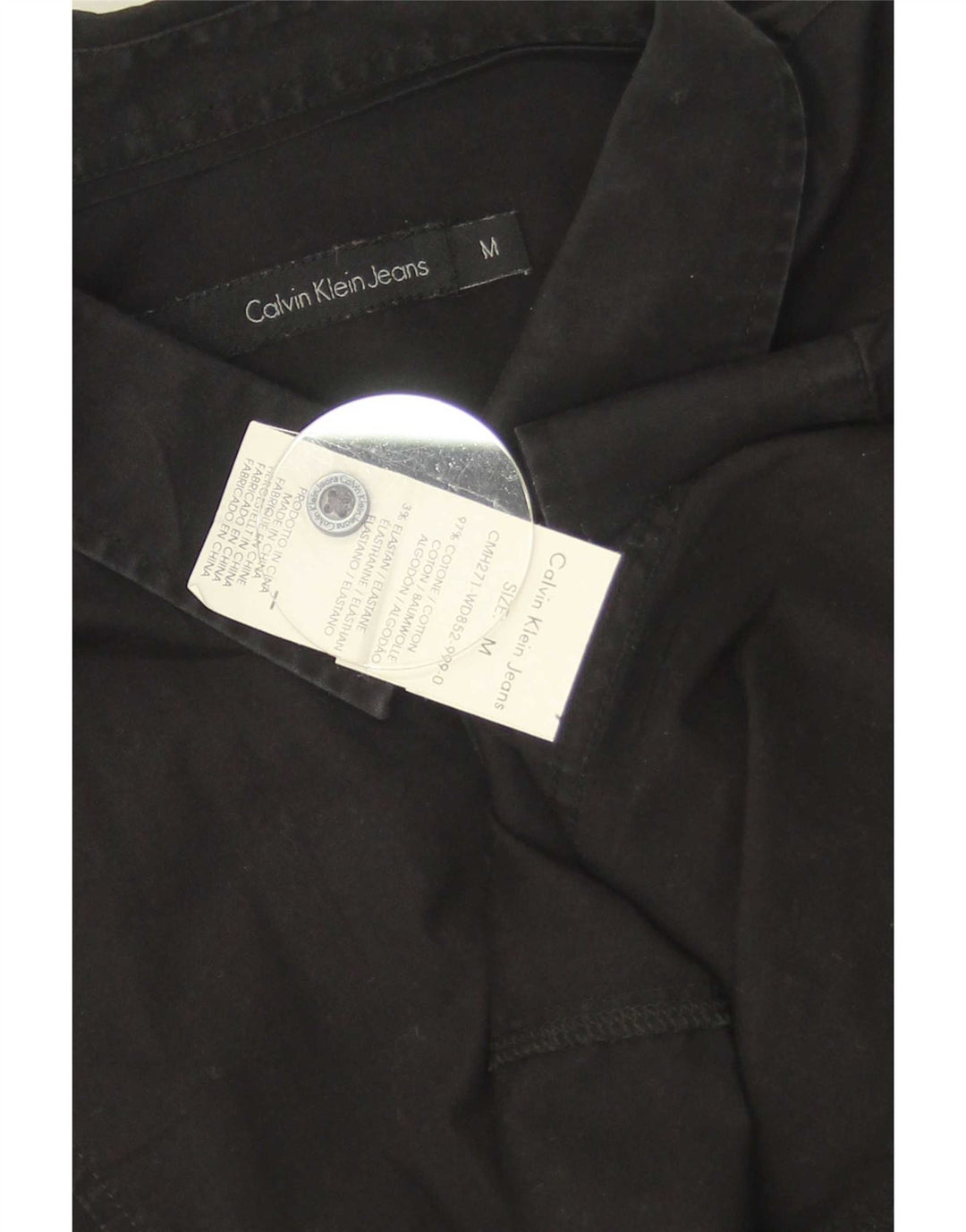 Ανδρικό πουκάμισο Calvin Klein Jeans, μεσαίο μαύρο βαμβακερό