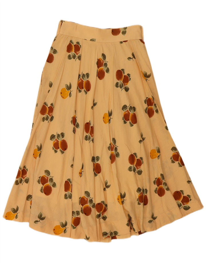 VINTAGE Γυναικεία φούστα με αφηρημένο σχέδιο με πλισέ σε γραμμή Α W24 XS Μπεζ