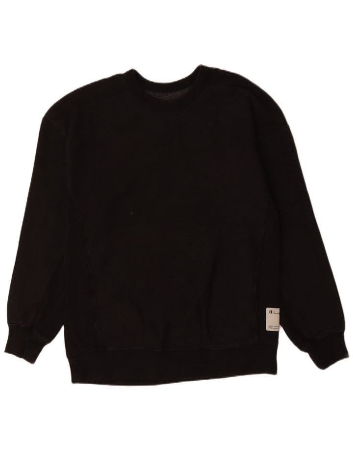 CHAMPION Mens Loose Fit Sweatshirt Jumper Small Black Cotton