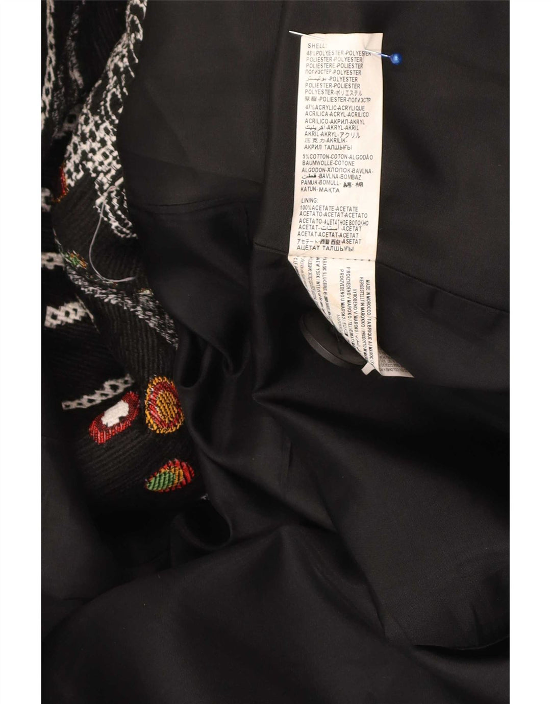 Γυναικείο πανωφόρι αφηρημένου σχεδίου Desigual EU 46 XL Μαύρος φλοράλ πολυεστέρας