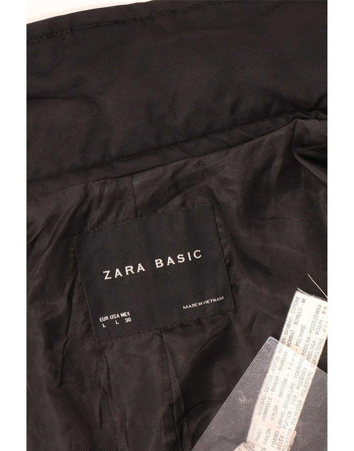 Zara Γυναικεία Κοντή Καμπαρντίνα UK 14 Large Μαύρο Βαμβακερό