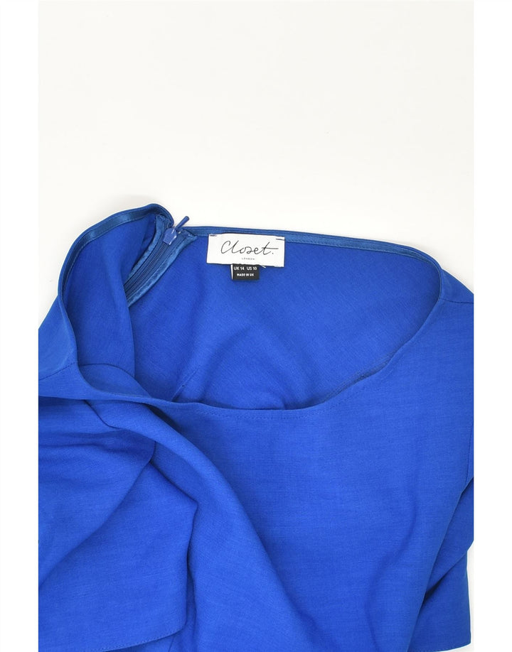 CLOSET Womens A-Line Dress UK 14 Large Blue Polyester | Vintage CLOSET | Thrift | Second-Hand CLOSET | Used Clothing | Messina Hembry 