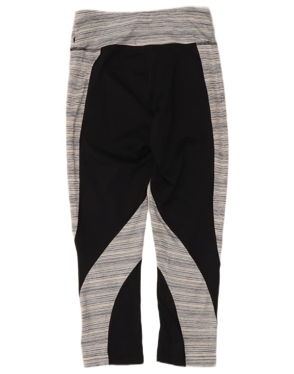 Champion Womens Capri Leggings UK 4 XS Black Pinstripe
