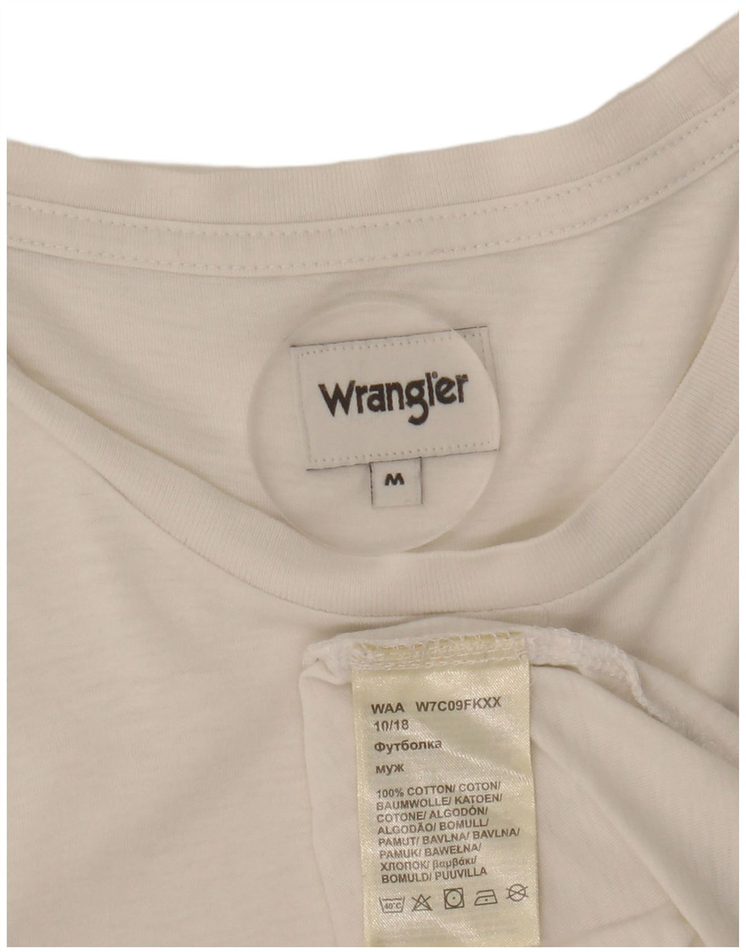 Ανδρικό γραφικό T-Shirt Wrangler Top από μεσαίο λευκό βαμβακερό
