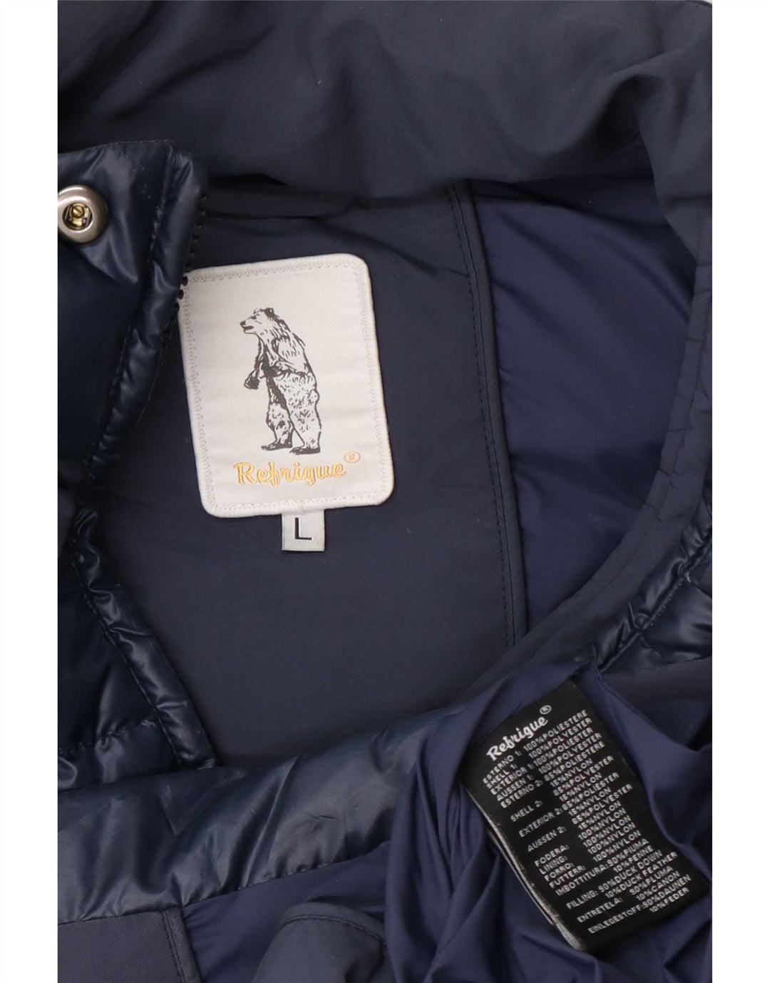 Refrigue Γυναικείο παλτό UK 14 Large Navy Blue Polyester