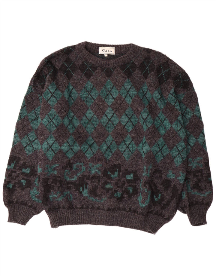 Gala Ανδρικό πουλόβερ με λαιμόκαυστο XL Γκρι Argyle/Diamond Wool