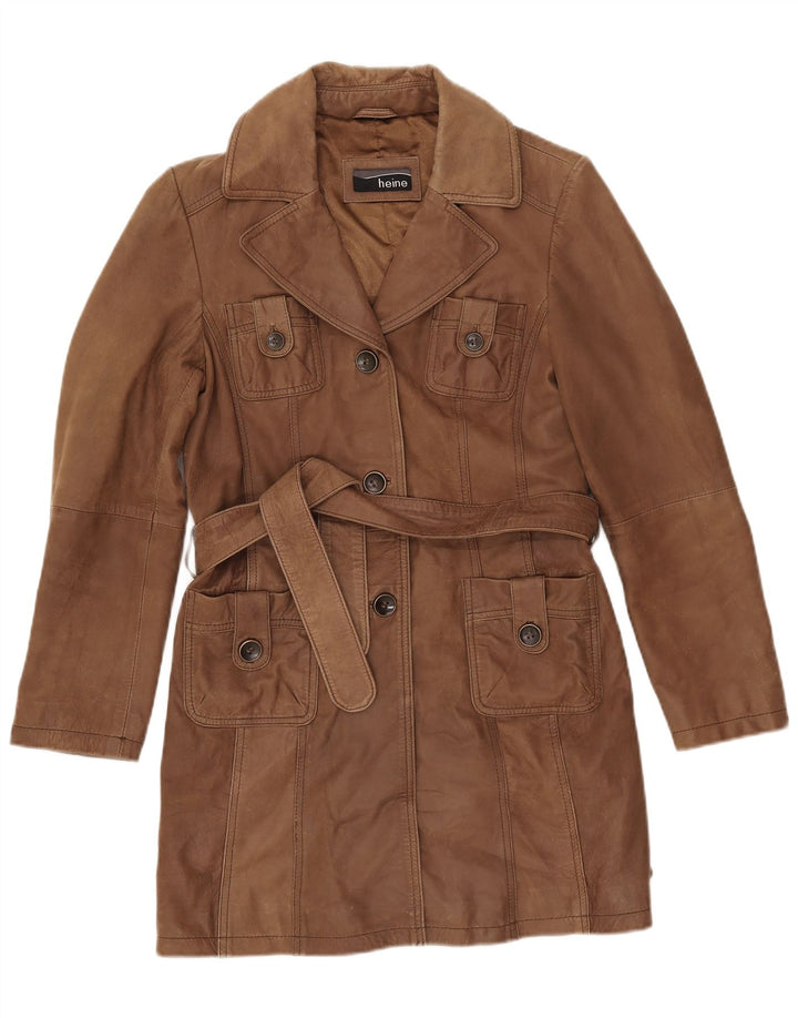 HEINE Γυναικείο Δερμάτινο Παλτό IT 38 XS Καφέ Δερμάτινο