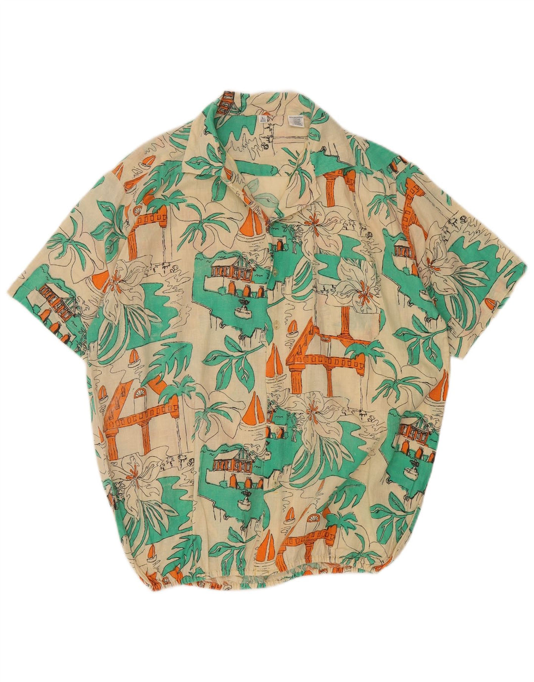 Vintage ανδρικό πουκάμισο με τρελό σχέδιο μεγέθους 41/42 μεγάλο πολύχρωμο χαβανέζικο