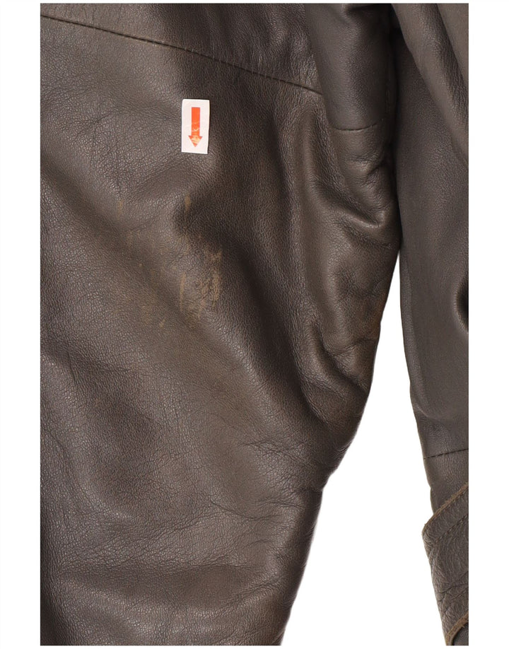 DRESSCO Ανδρικό Δερμάτινο Παλτό IT 54 2XL Γκρι Δερμάτινο