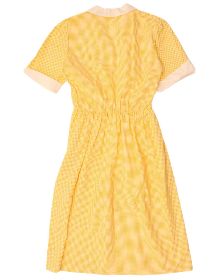 Vintage γυναικείο φόρεμα A-Line UK 12 Medium Yellow Gingham