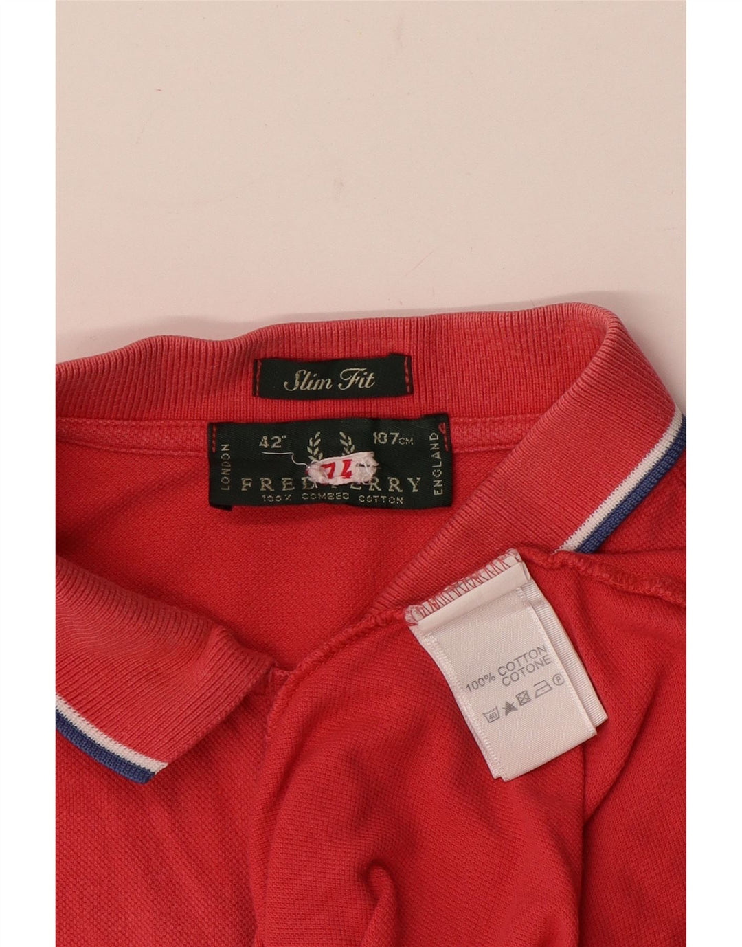 Fred Perry Ανδρικό πουκάμισο Polo Slim Fit, μεσαίο κόκκινο βαμβακερό