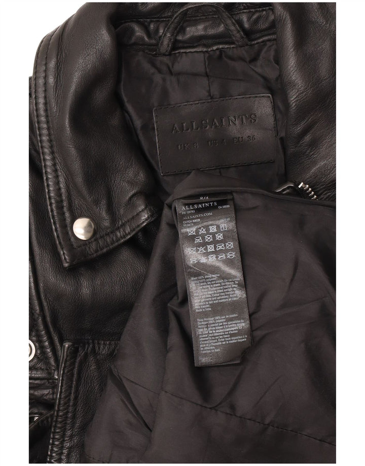 All Saints Γυναικείο Crop Δερμάτινο Biker Jacket UK 8 Small Black