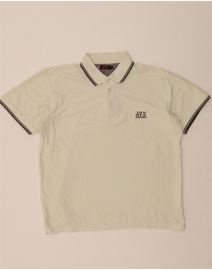 AVIREX Mens Polo Shirt Large White Vintage Avirex and Second-Hand Avirex from Messina Hembry 