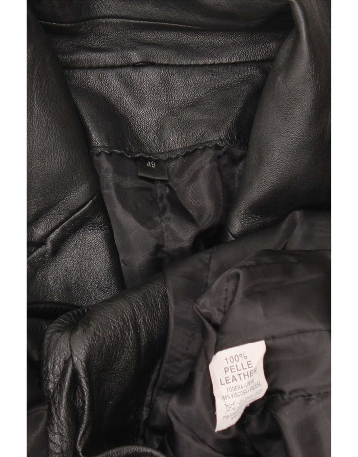Vintage Γυναικείο Δερμάτινο Παλτό IT 48 XL Μαύρο