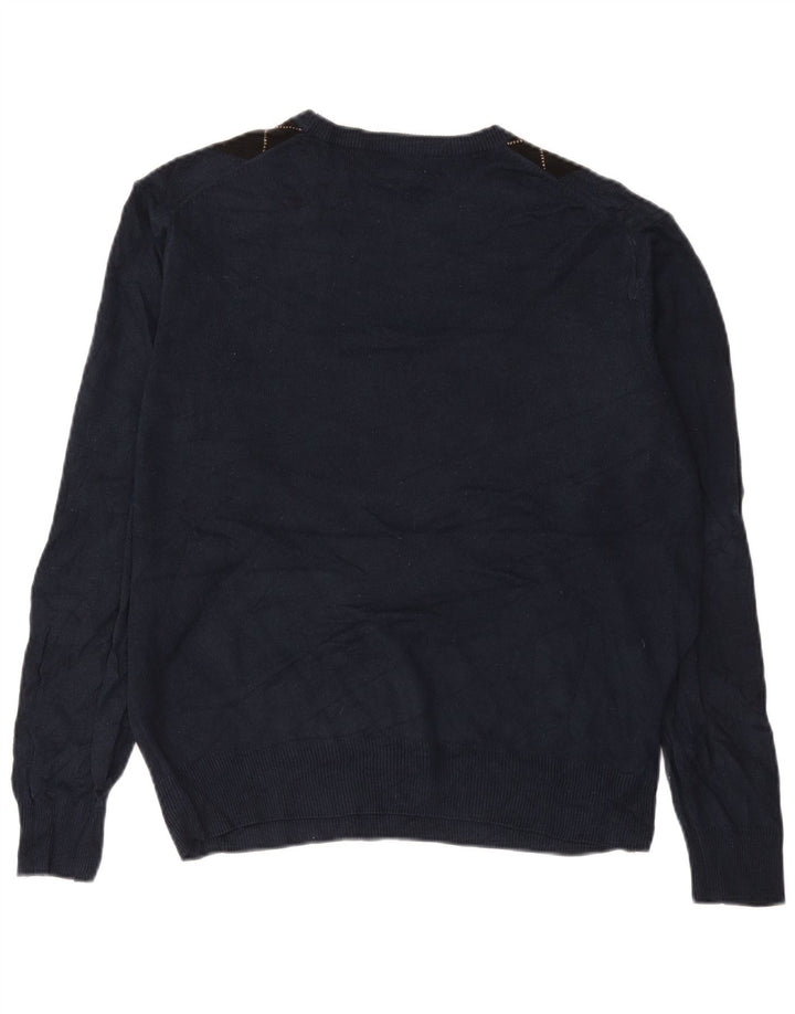 DOCKERS Ανδρικό πουλόβερ με λαιμόκοψη μεγάλου μπλε ναυτικού Argyle/διαμάντι