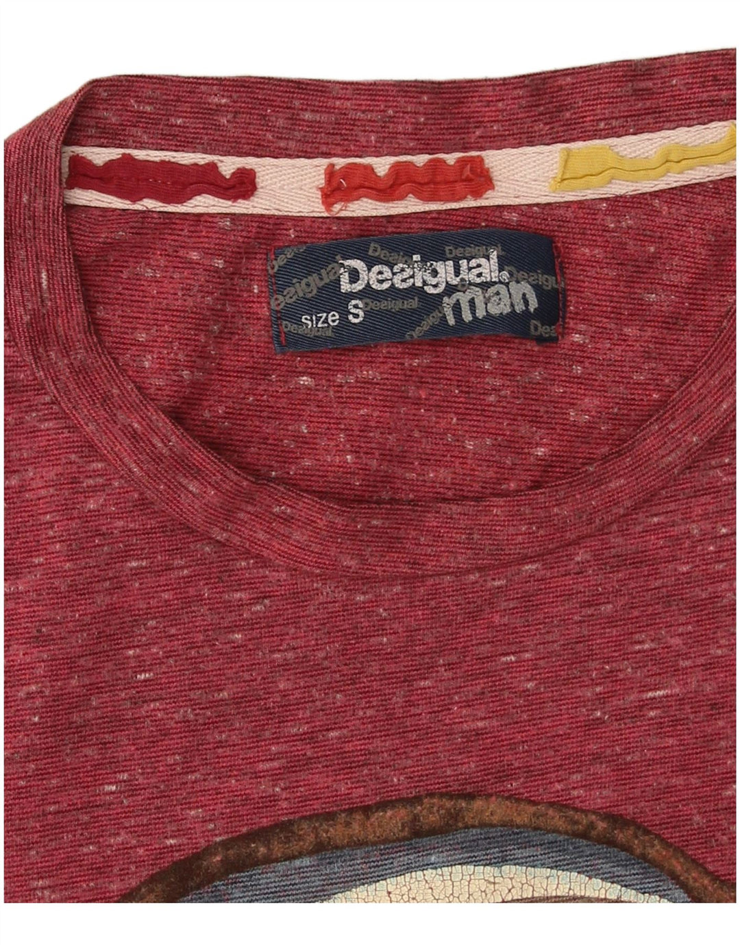 Ανδρικό γραφικό T-shirt Desigual Top Small Maroon Flecked
