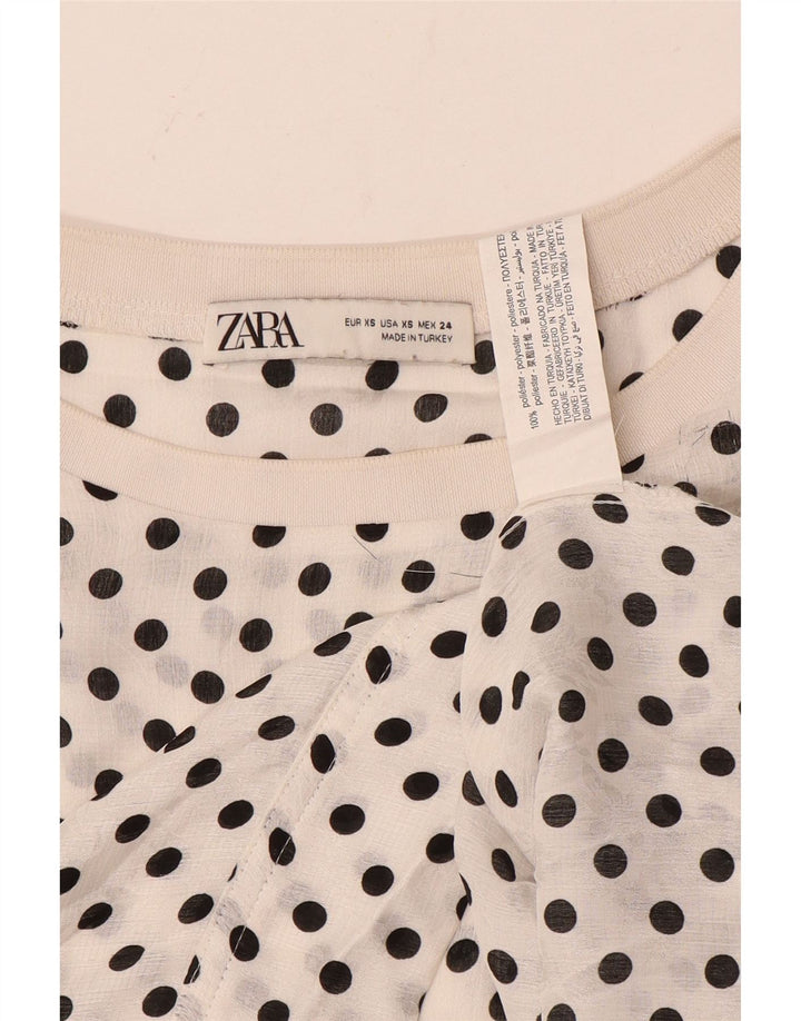 Zara Γυναικεία Μπλούζα Oversized Top UK 6 XS Λευκός πολυεστέρας πουά