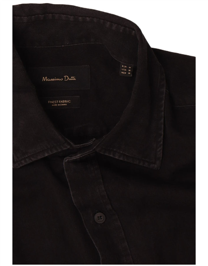 Ανδρικό τζιν πουκάμισο Massimo Dutti, μεσαίο μαύρο βαμβακερό