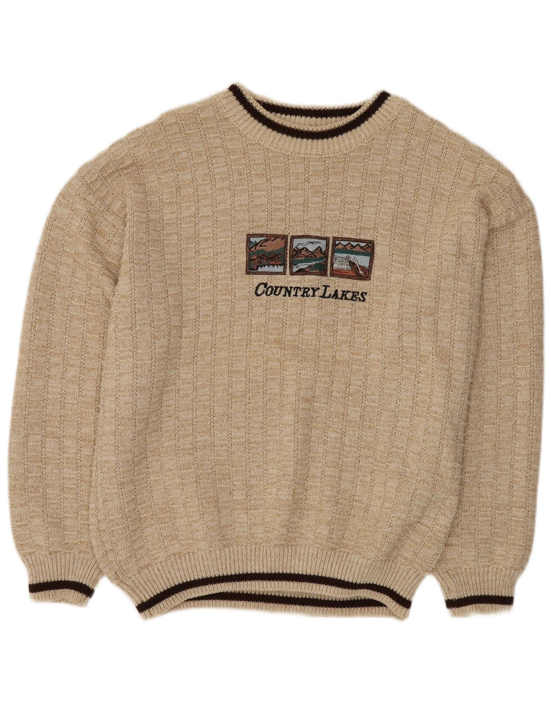 Ανδρικό πουλόβερ VINTAGE Graphic Crew Neck Jumper IT 52 XL Beige Polyacrylic