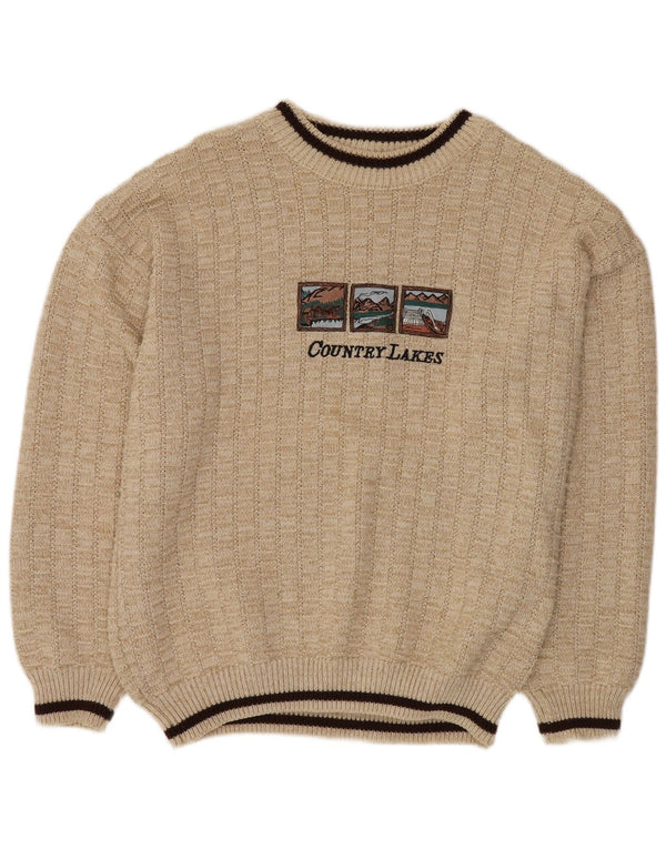 Ανδρικό πουλόβερ VINTAGE Graphic Crew Neck Jumper IT 52 XL Beige Polyacrylic