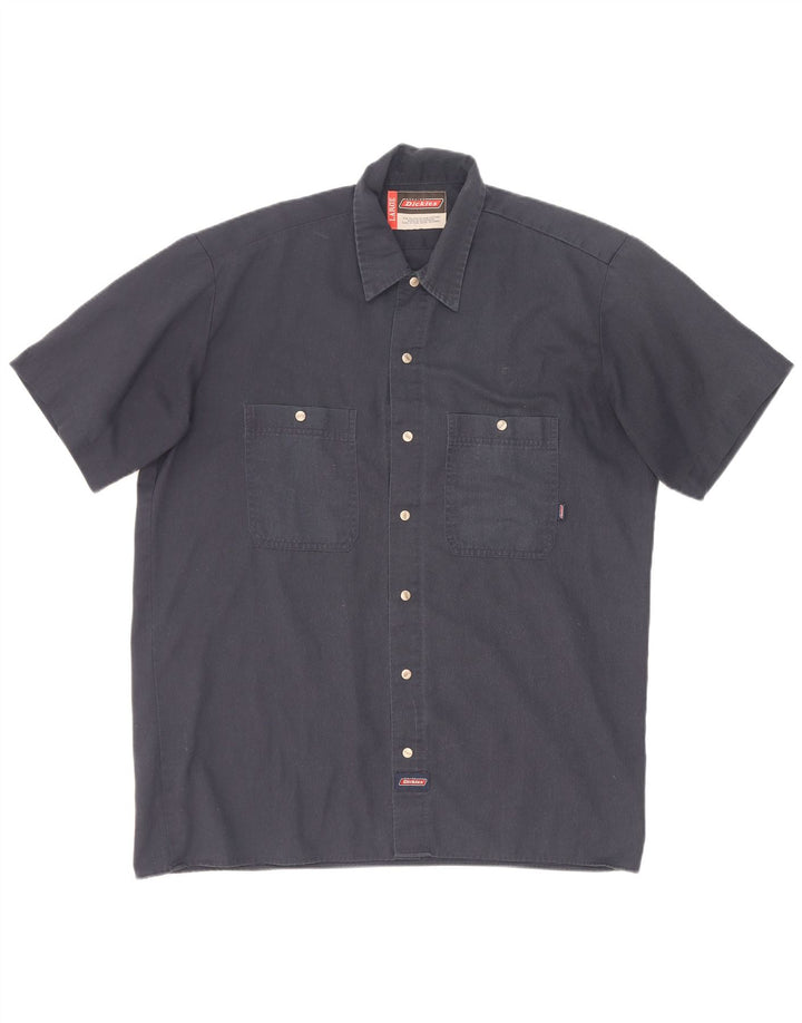 Ανδρικό κοντομάνικο πουκάμισο Dickies σε μπλε ναυτικό πολυεστέρα