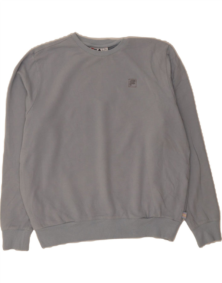 FILA Womens Oversized Sweatshirt Jumper UK 16 Large Blue Cotton Vintage Fila and Second-Hand Fila from Messina Hembry 