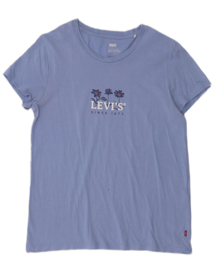 Γυναικείο γραφικό μπλουζάκι Levi's Top UK 12 μεσαίου μπλε βαμβακερό