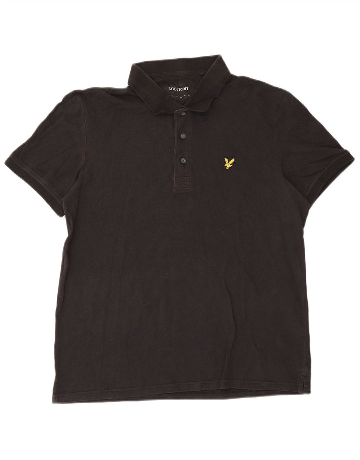 Ανδρικό πουκάμισο πόλο Lyle & Scott, μεγάλο μαύρο βαμβακερό