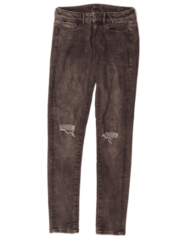 Guess Womens Distressed Skinny Jeans W27 L32 Γκρι βαμβακερό